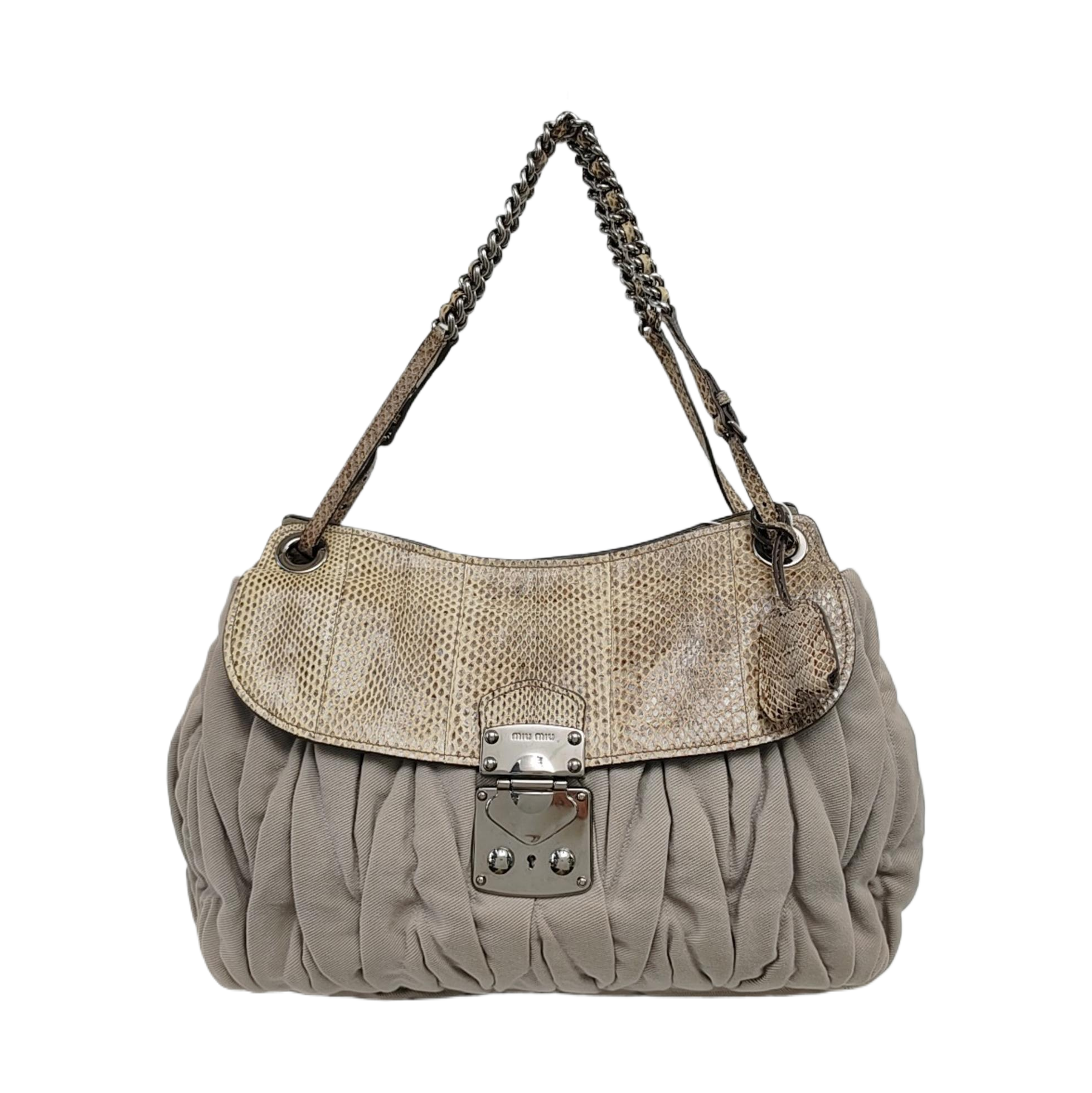 Quilted Fabric Shoulder Bag Gray