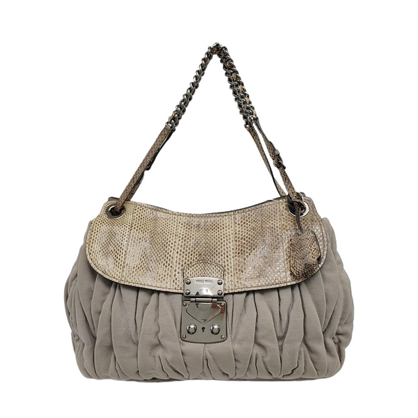 Quilted Fabric Shoulder Bag Gray