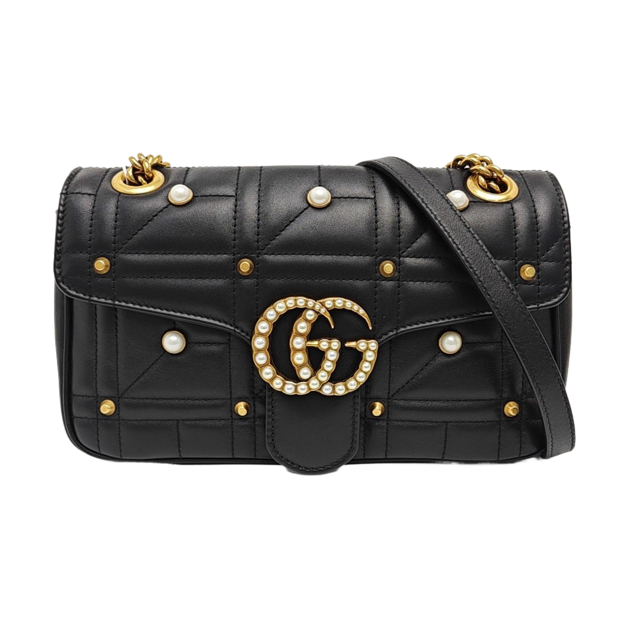 GG Marmont Medium Quilted Calfskin Black