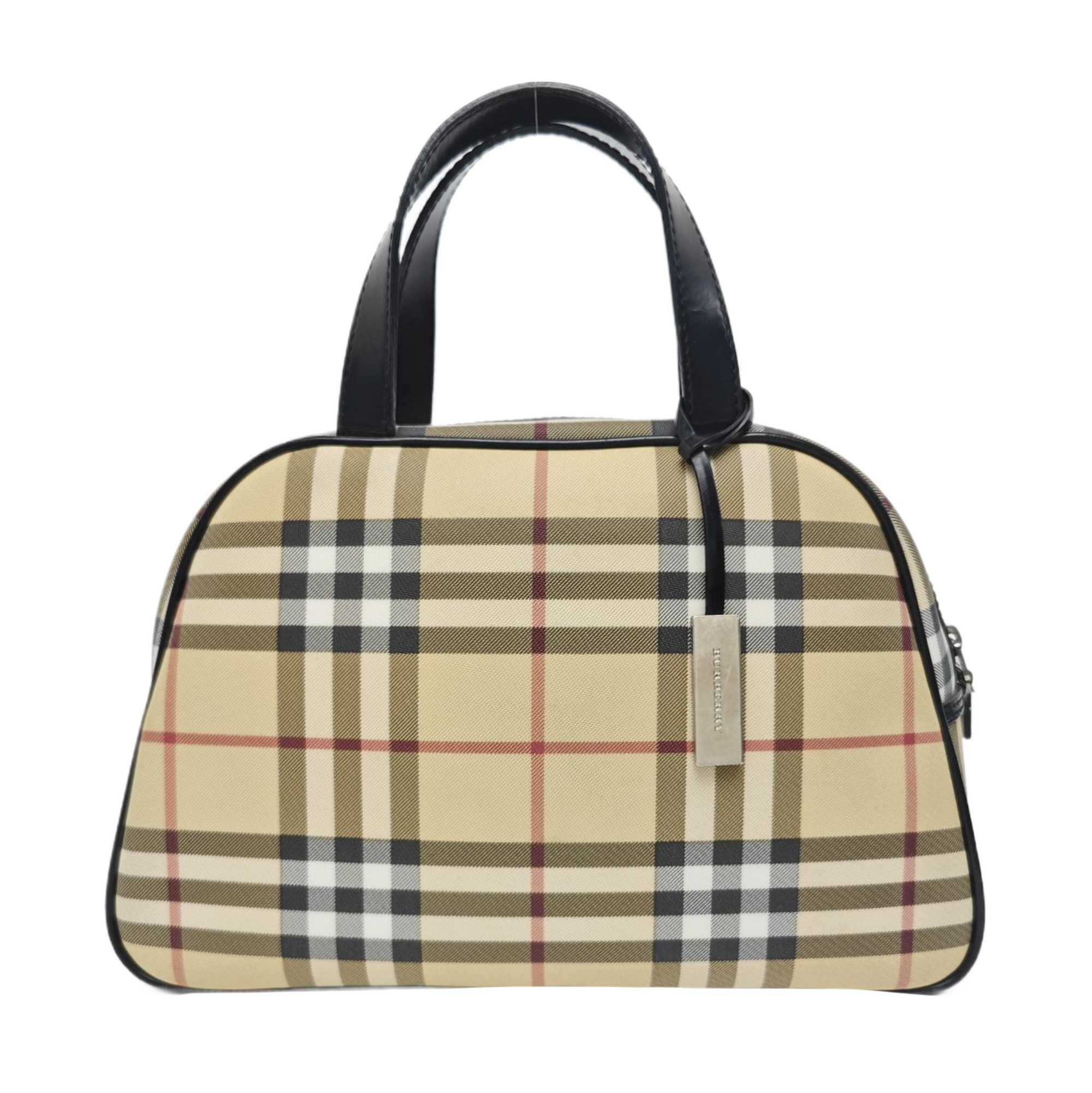 Coated Canvas Top Handle Bag Beige