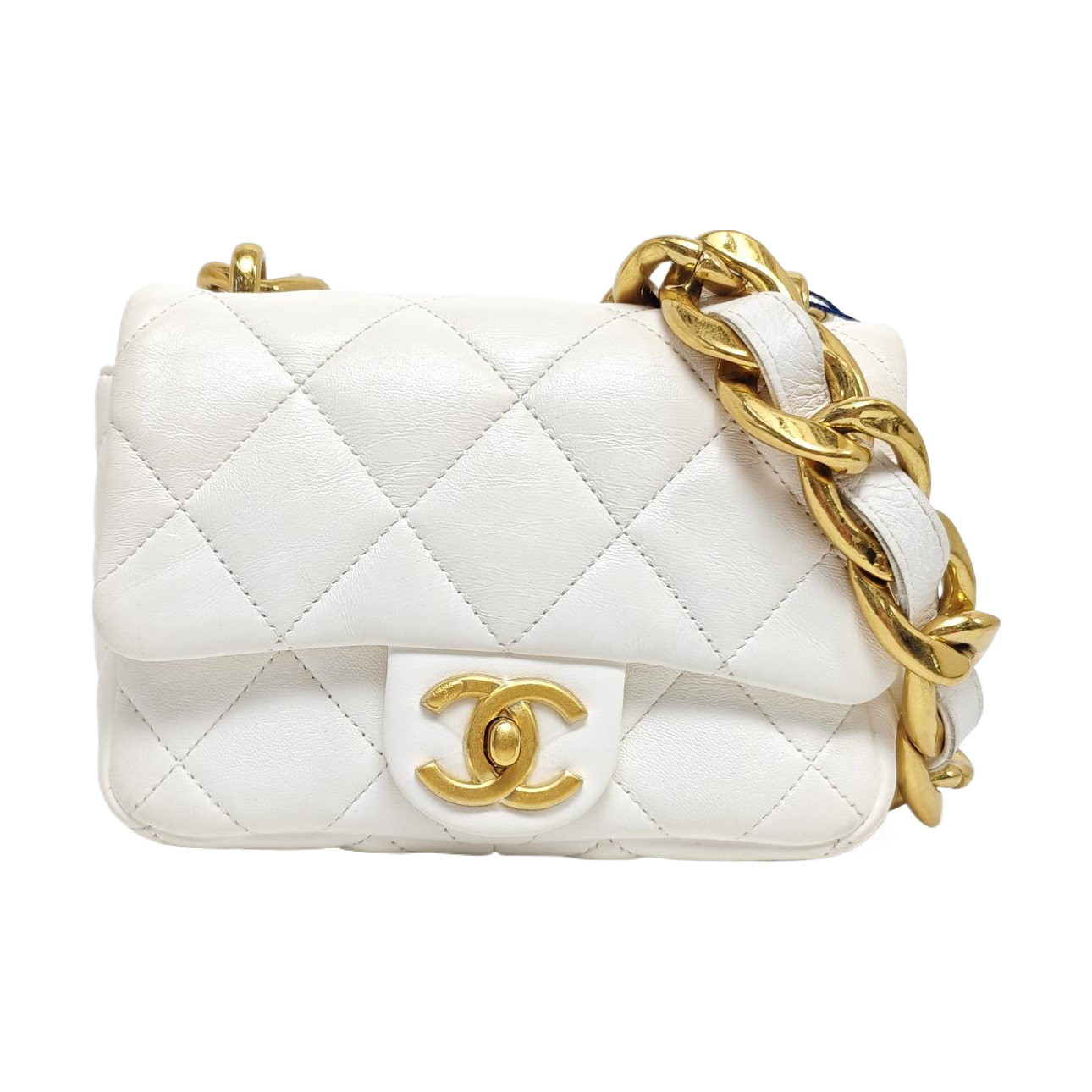 Quilted Lambskin Shoulder Bag Mini White