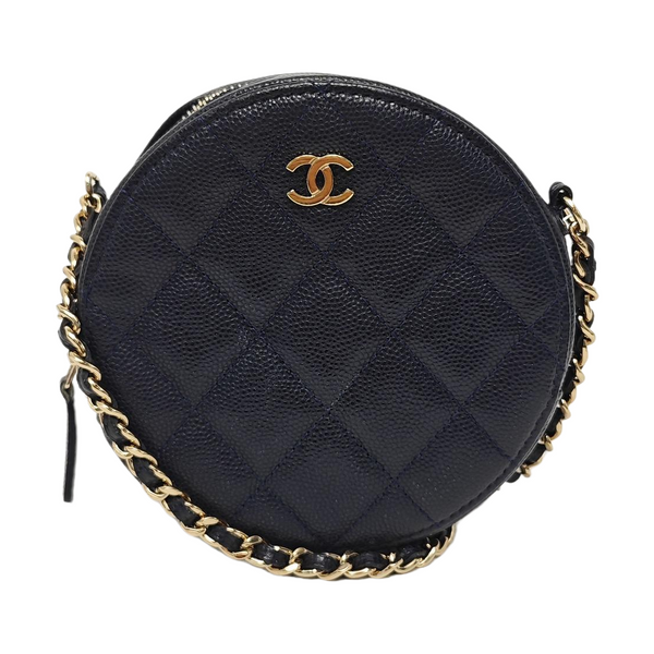 ROUND Quilted Grained Calfskin Blue