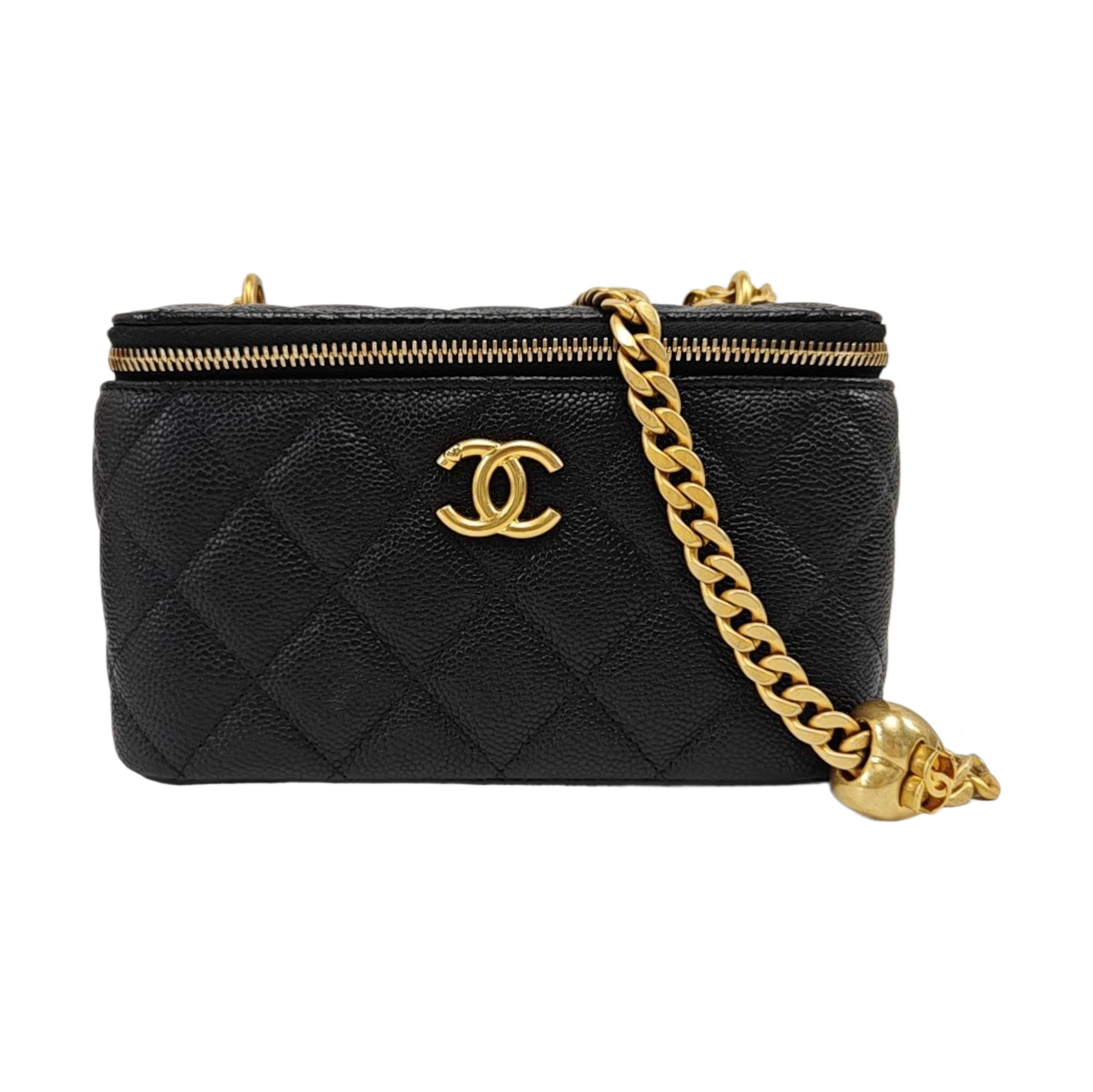 VANITY CASE Small Quilted Grained Calfskin Black