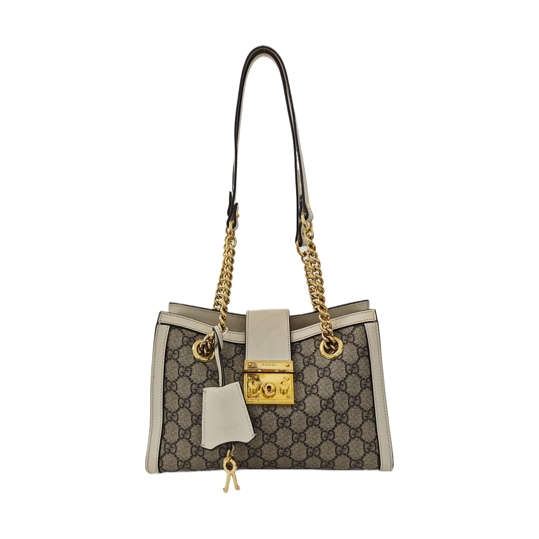Padlock Small Monogram Coated Canvas Beige