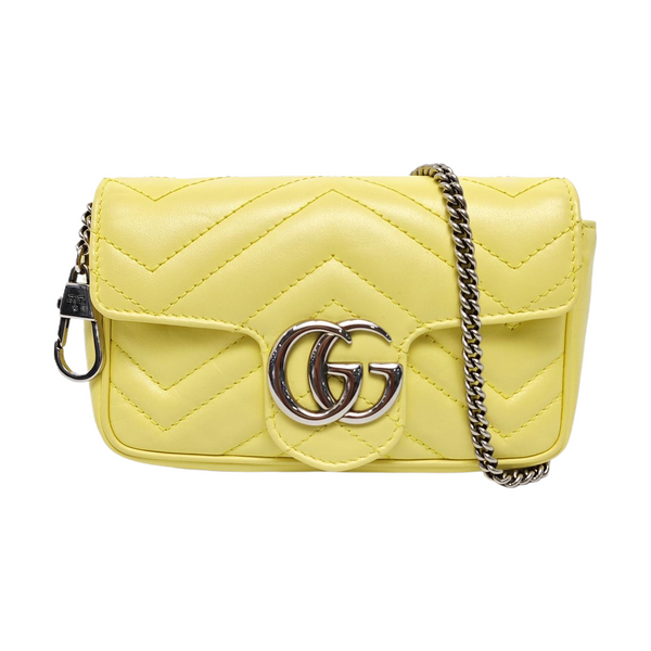 GG Marmont Mini Chevron Lambskin Green