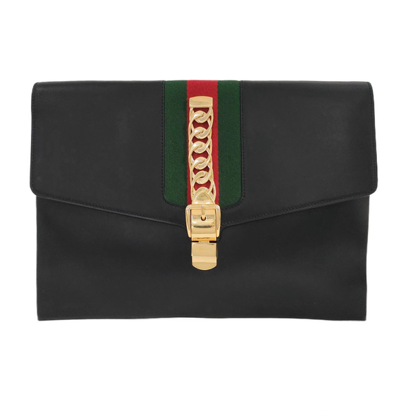 Authenticated pre-owned  Sylvie Calfskin Black - Clutch at Looply