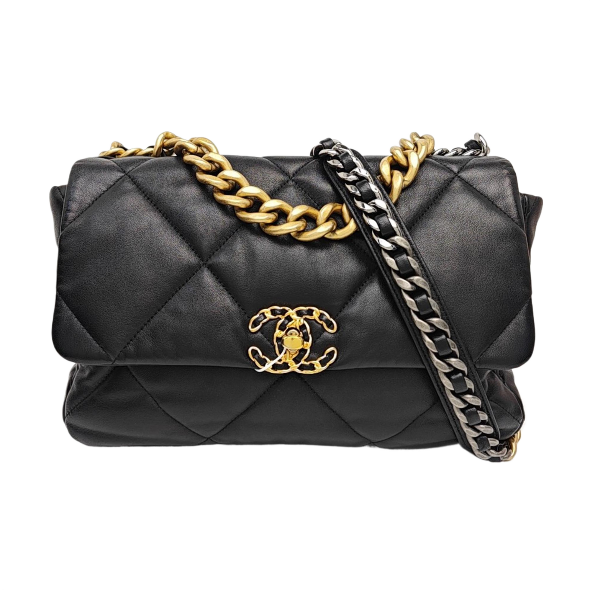 CHANEL 19 Large Quilted Lambskin Black