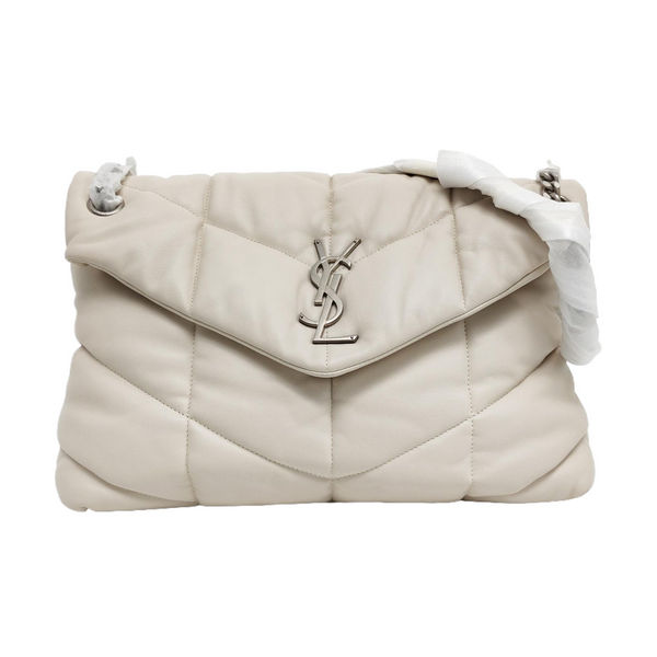 LOULOU Medium Quilted Lambskin White