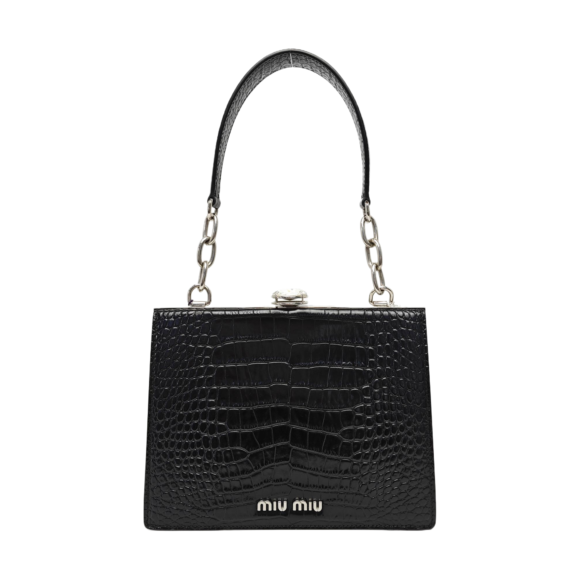Calfskin Top Handle Bag Black