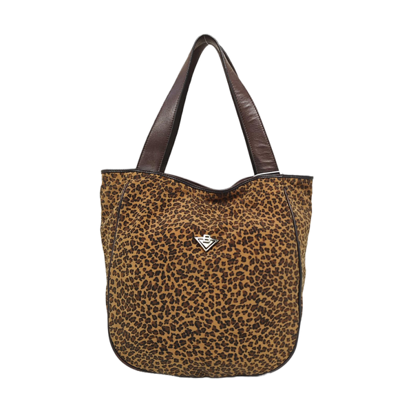 Fabric Top Handle Bag Brown