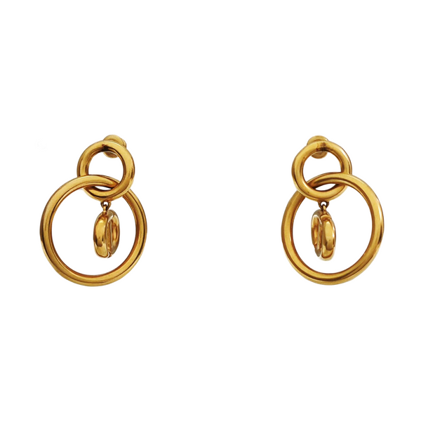 Petit CD Metal Gold Stud Earrings