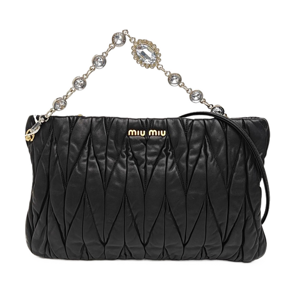 Quilted Lambskin Shoulder Bag Black