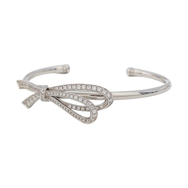 Tiffany Bow 18k White Gold Silver Bangle