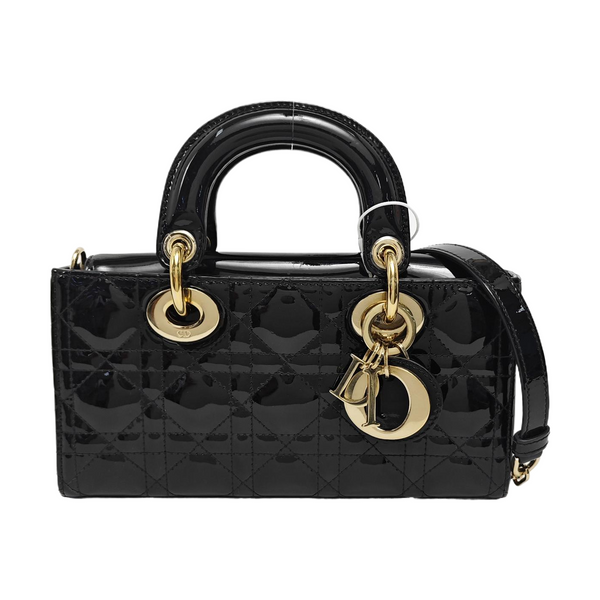 Lady Dior Small Cannage Patent Calfskin Black