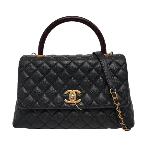COCO HANDLE Medium Quilted Grained Calfskin Black