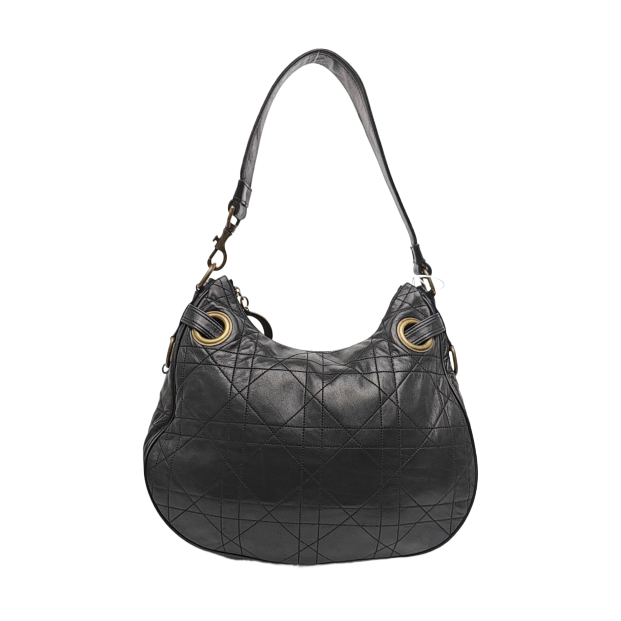 Cannage Lambskin Shoulder Bag Black