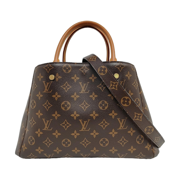 MONTAIGNE MM Monogram Coated Canvas Brown