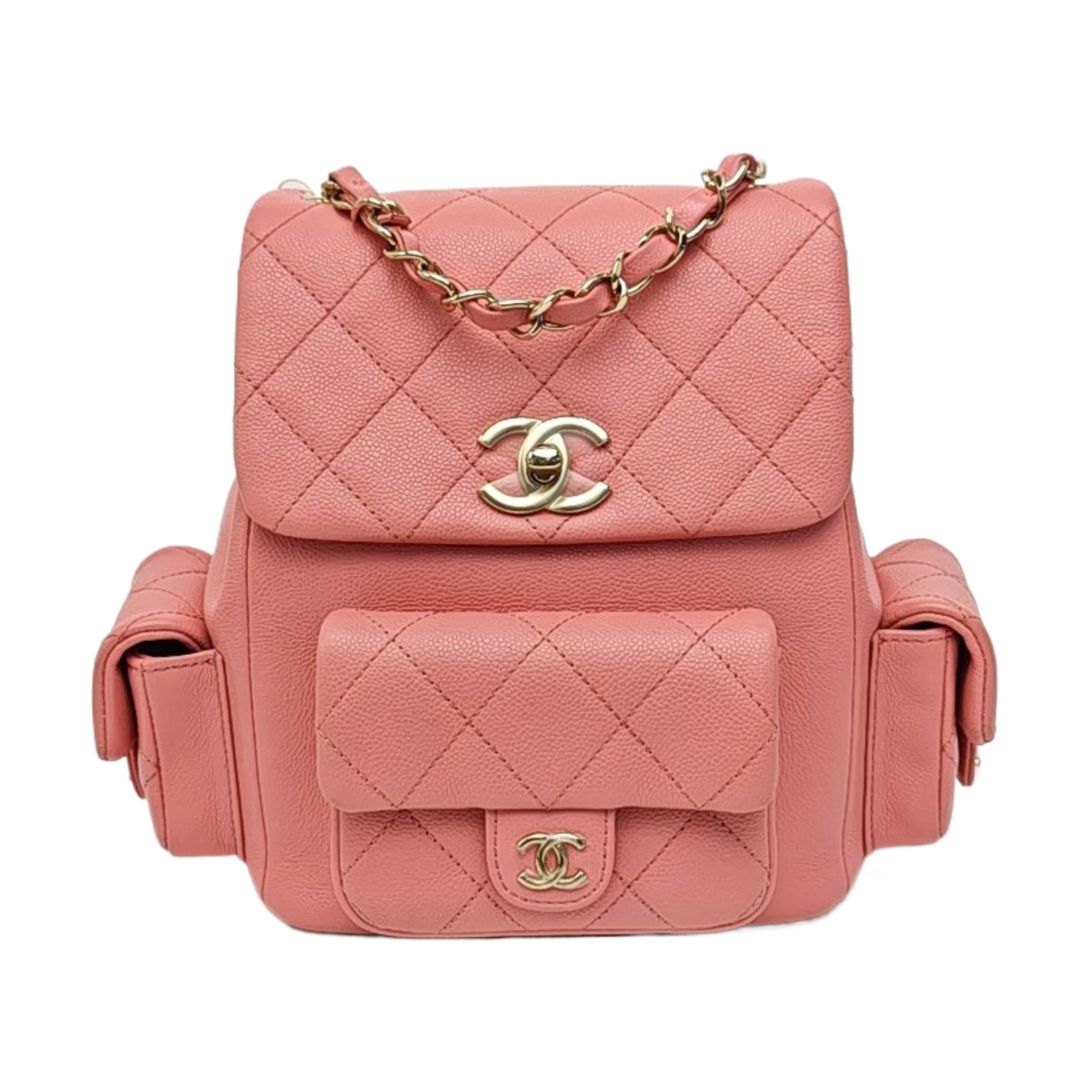 Quilted Grained Calfskin Backpack Small Pink