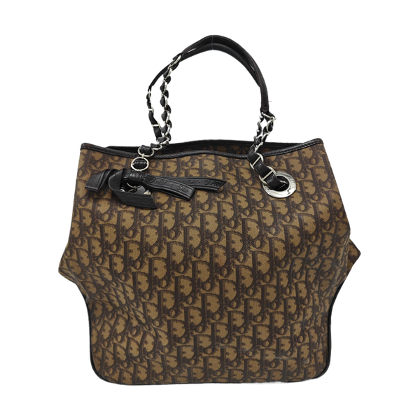 Oblique Coated Canvas Tote Bag Brown