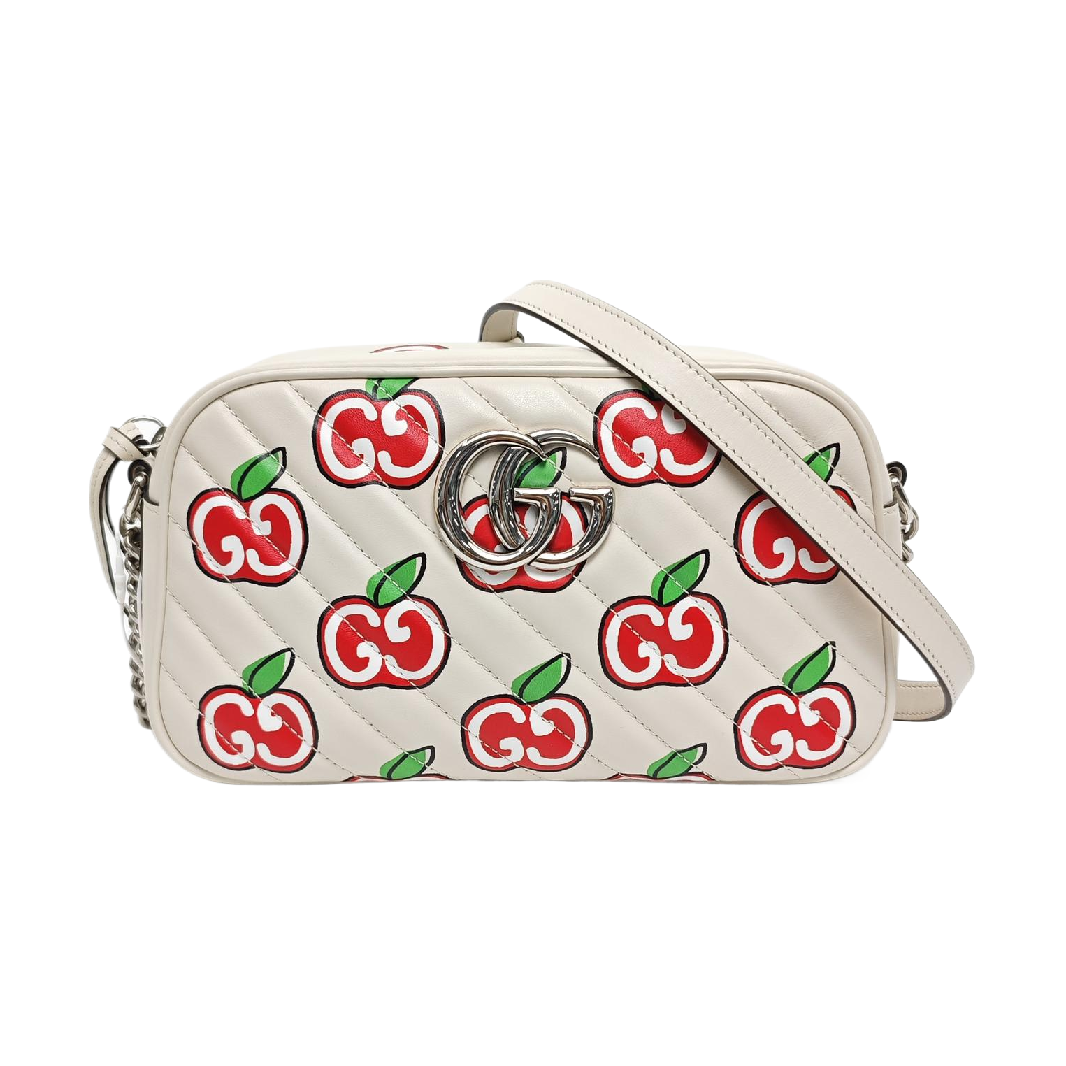 GG Marmont Small Quilted Calfskin White