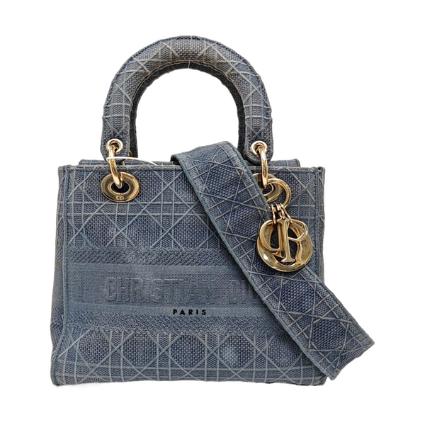 Lady D-Lite Medium Cannage Canvas Blue
