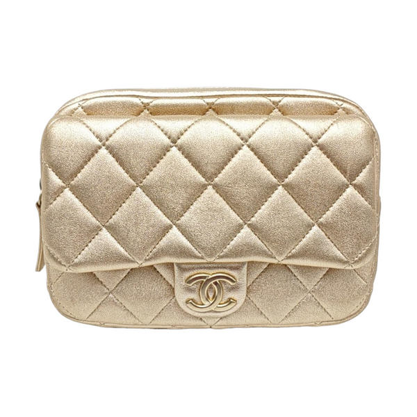Quilted Lambskin Backpack Beige