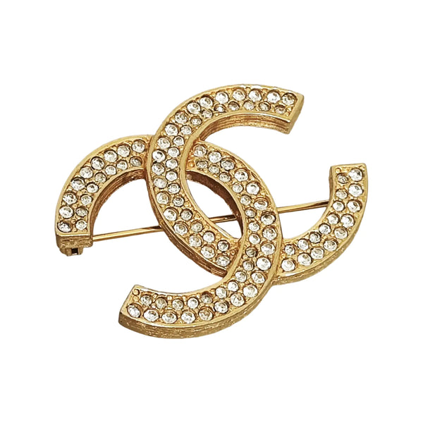 CC Logo Metal Gold Brooch