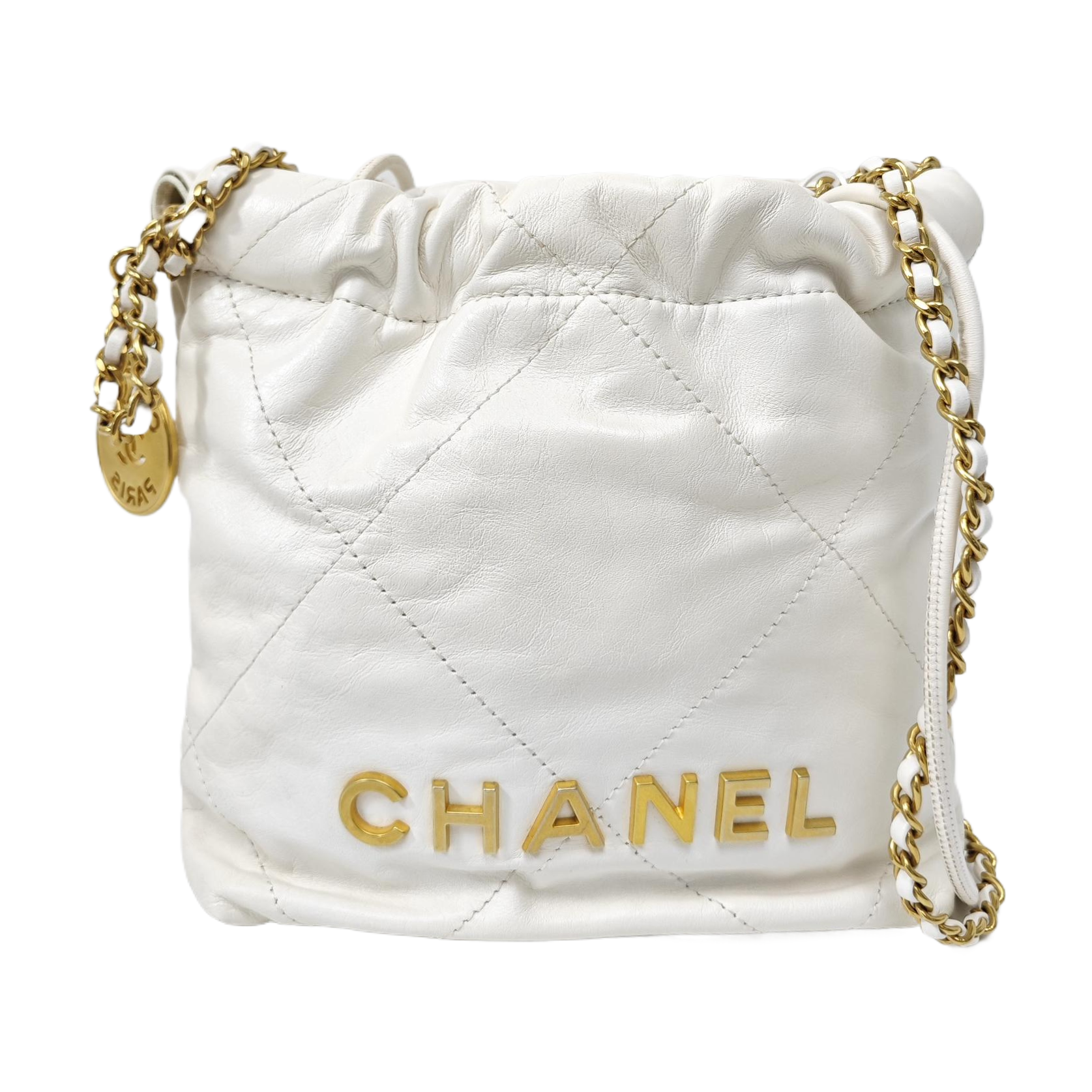 CHANEL 22 Mini Quilted Calfskin White