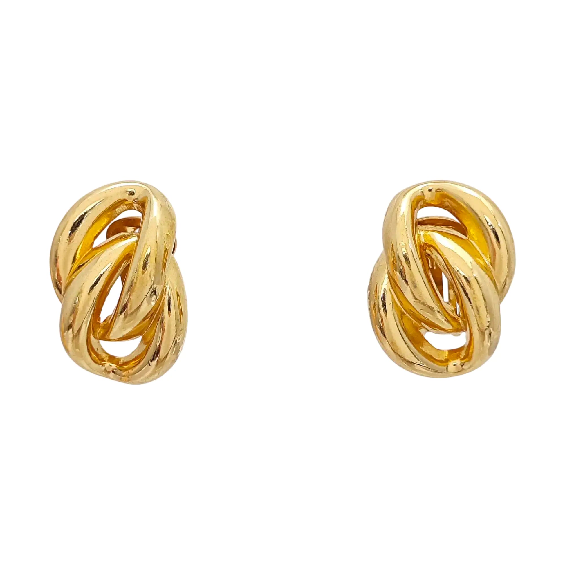 Twist Round Metal Gold Clip On Earrings