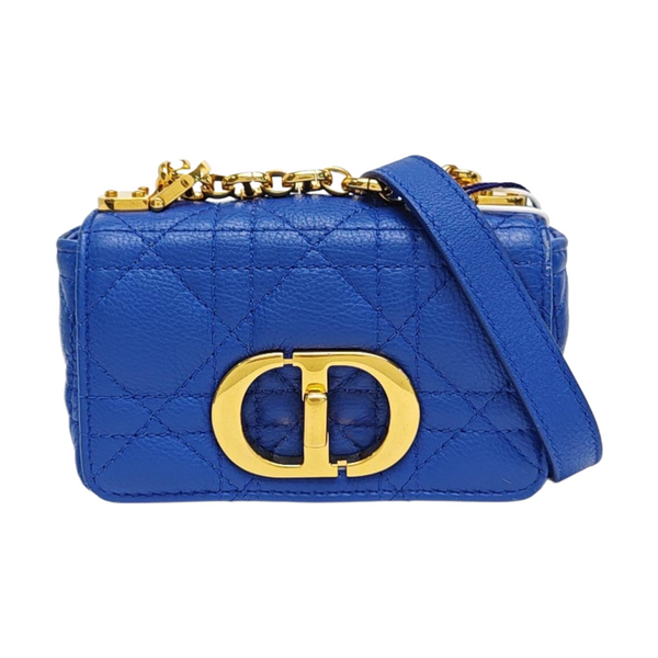 Dior Caro Super Mini Cannage Calfskin Blue