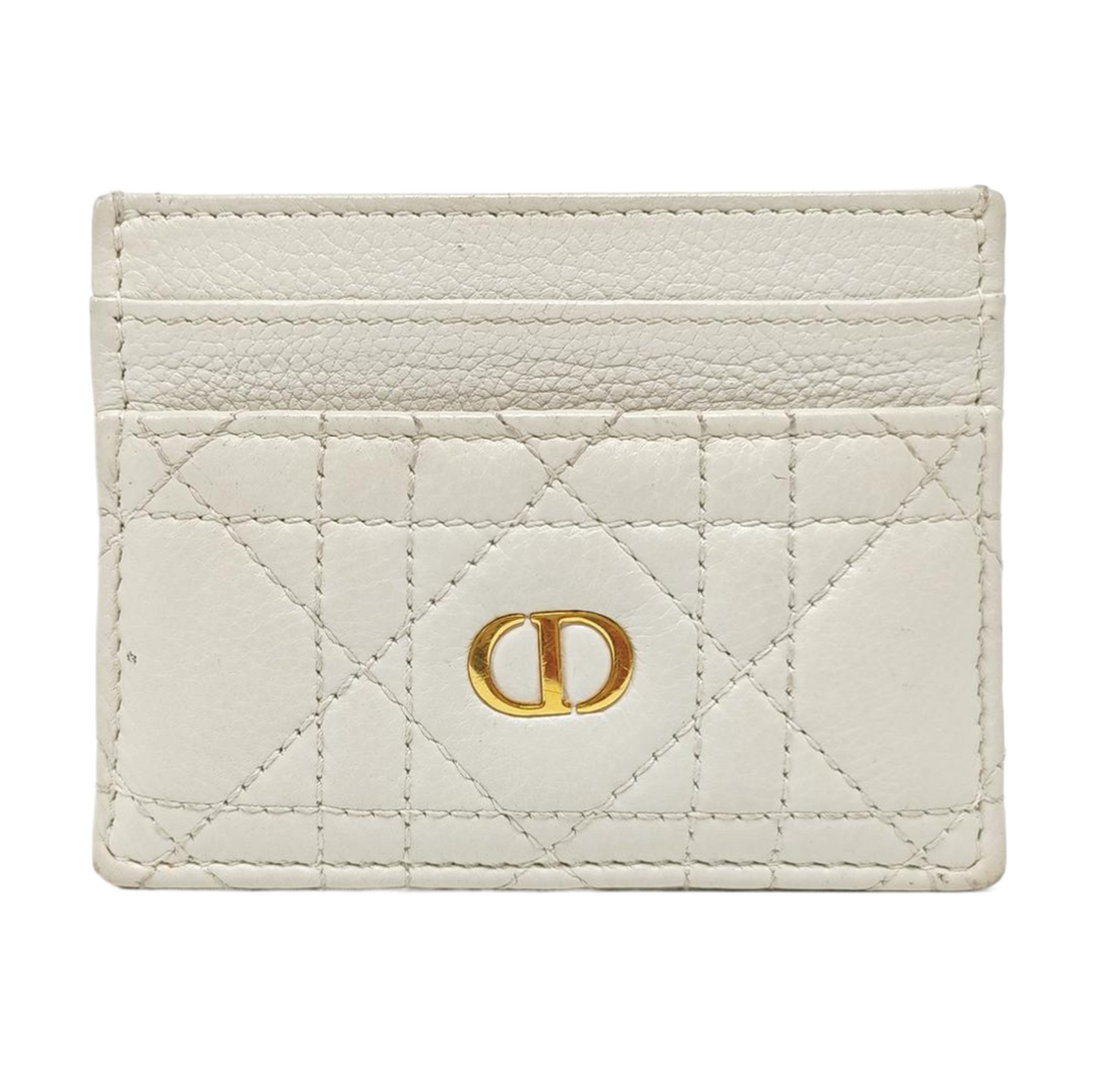 Lady Dior Cannage Calfskin White Card Holder