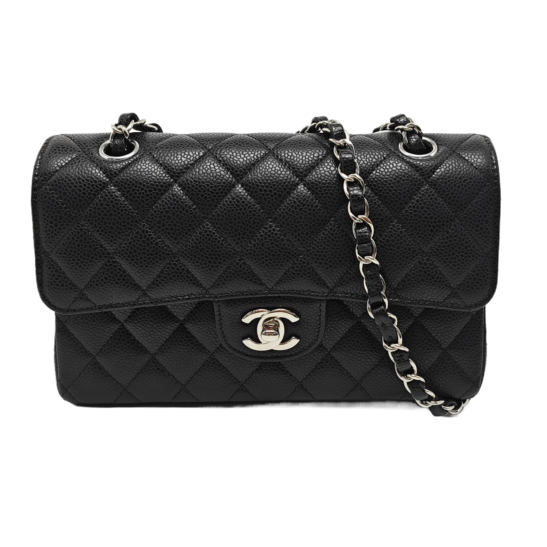 CLASSIC FLAP Small Quilted Grained Calfskin Black