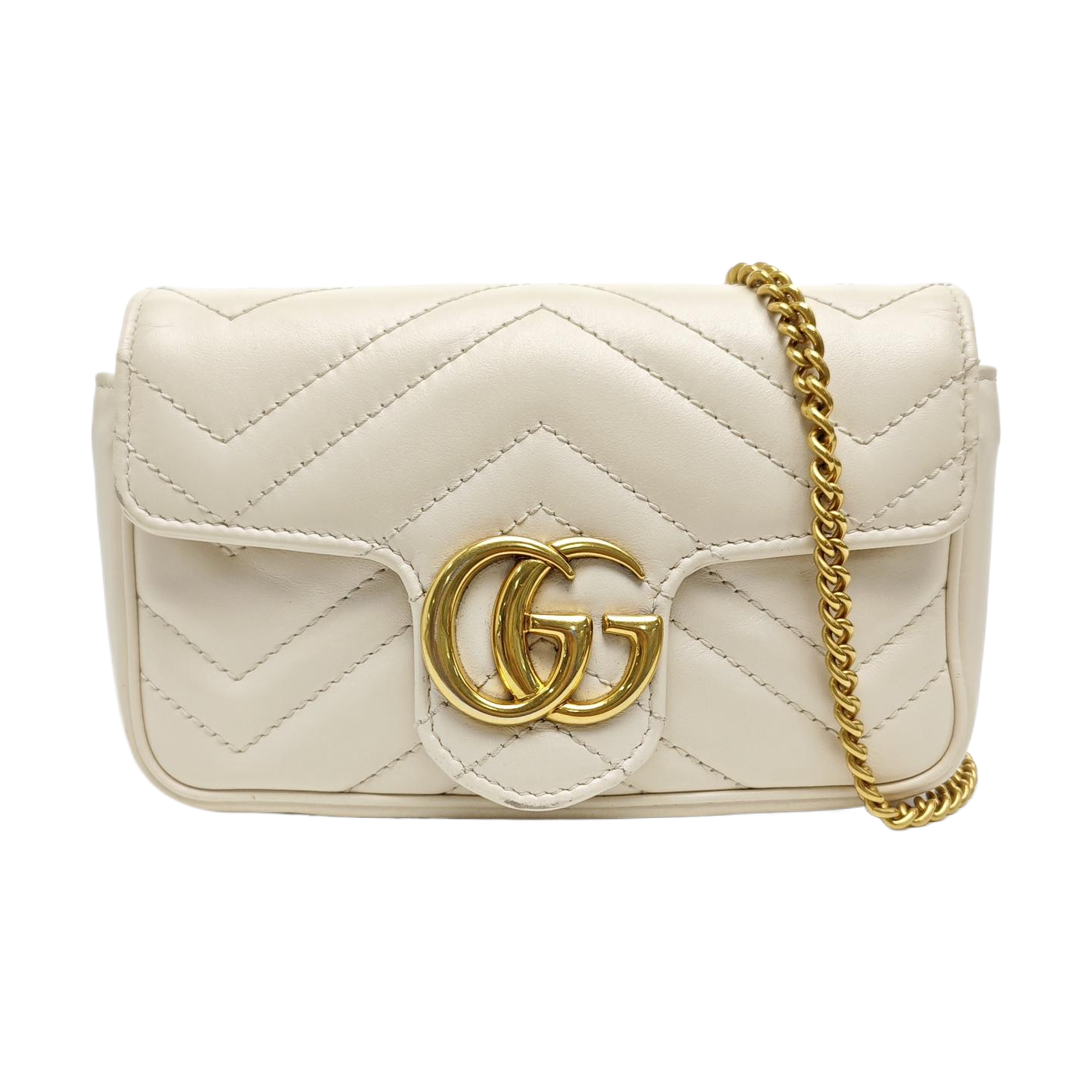 GG Marmont Mini Quilted Calfskin White