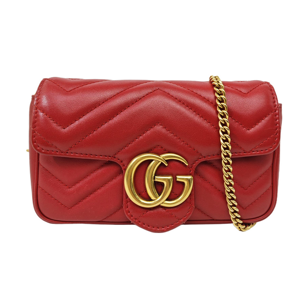GG Marmont Mini Quilted Calfskin Red