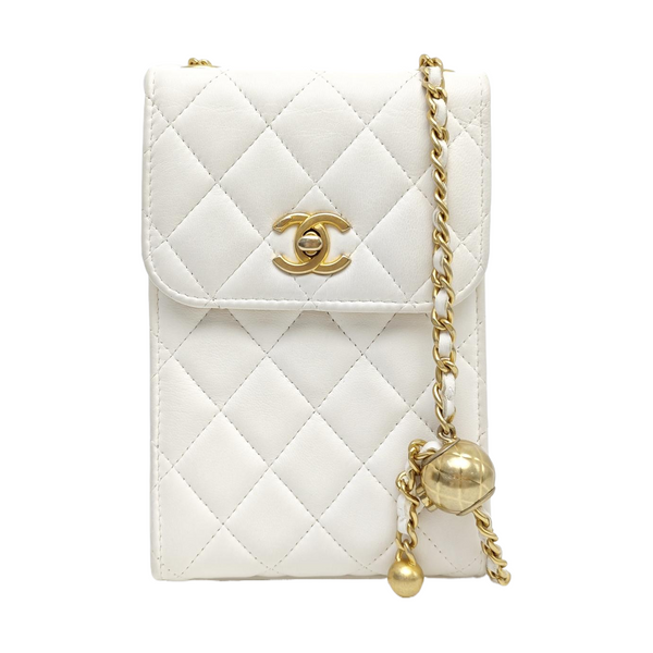 Quilted Lambskin Crossbody Bag White