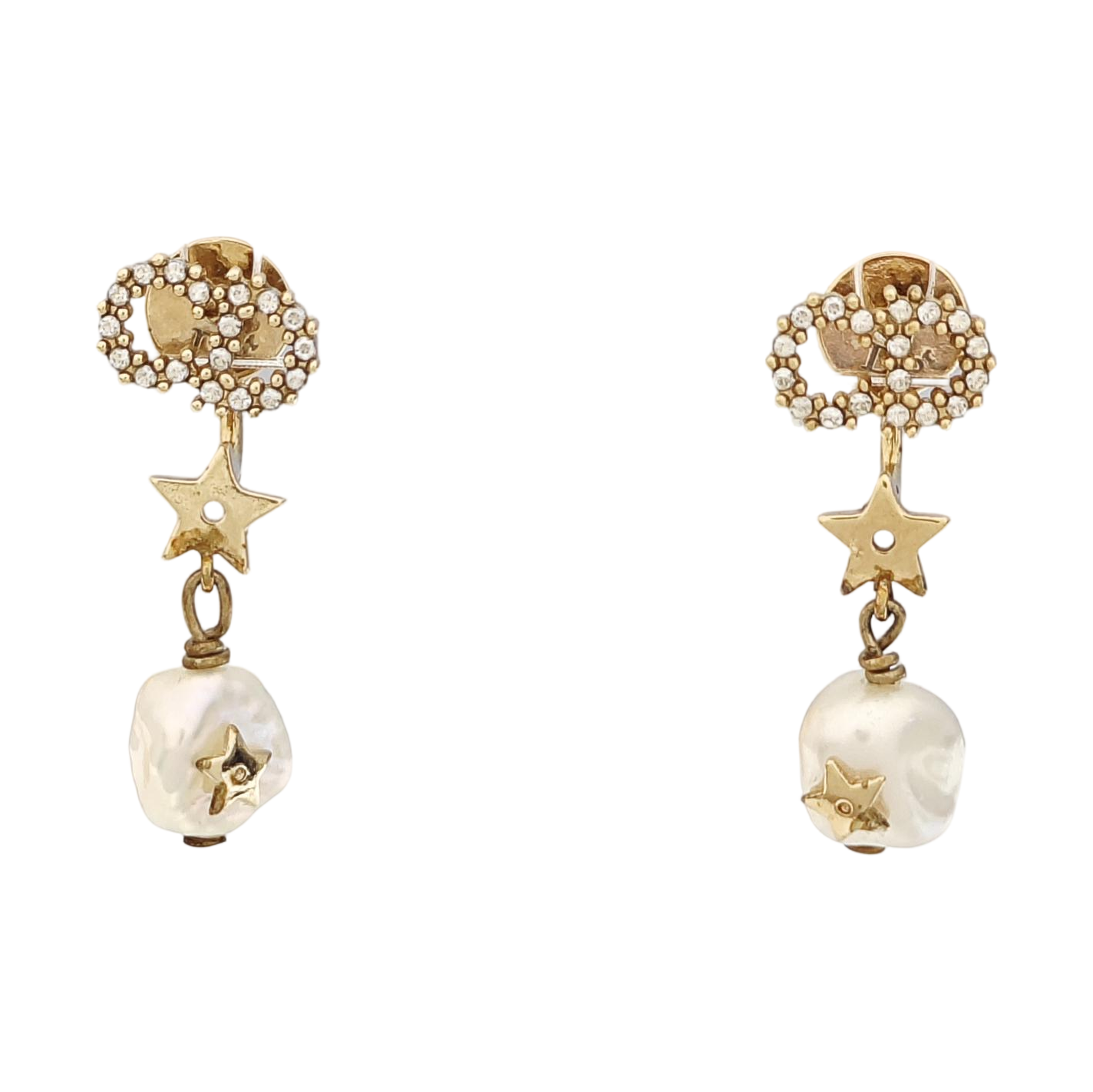 Shiny-D Crystal Gold Stud Earrings