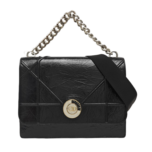 Cannage Calfskin Shoulder Bag Black