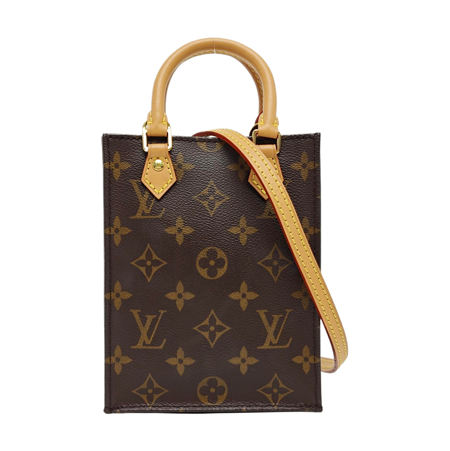 SAC PLAT Mini Monogram Coated Canvas Brown