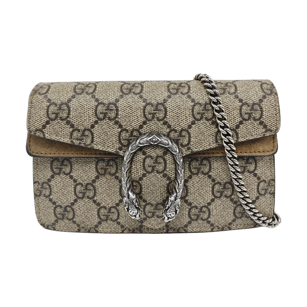 Dionysus Super Mini Monogram Coated Canvas Beige