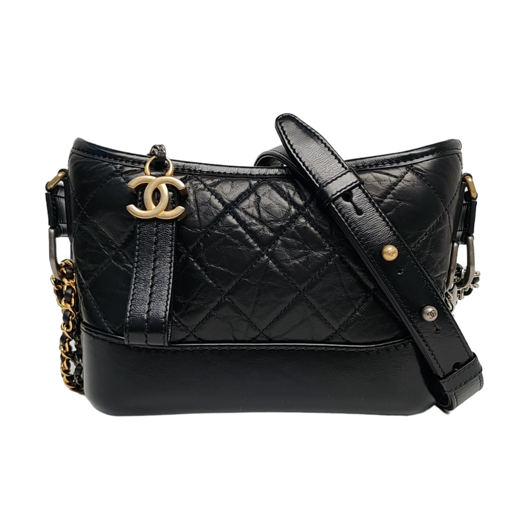 GABRIELLE Small Quilted Vintage Calf Black