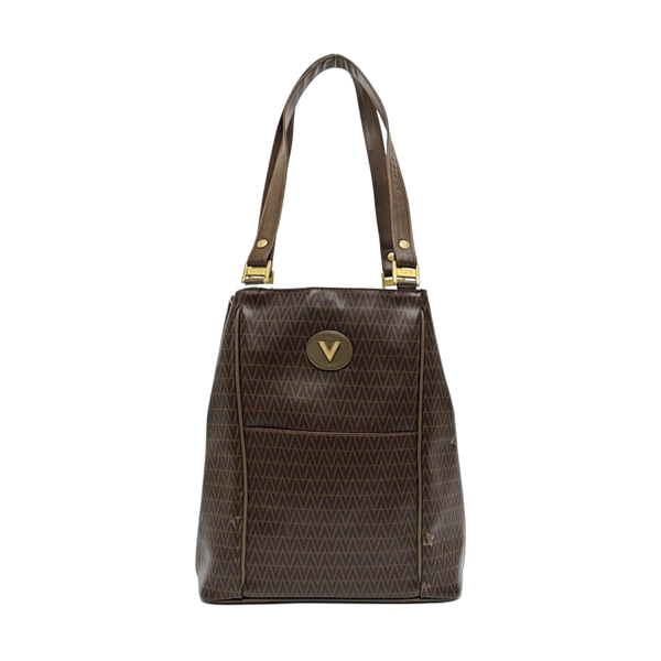 Coated Canvas Tote Bag Large Brown