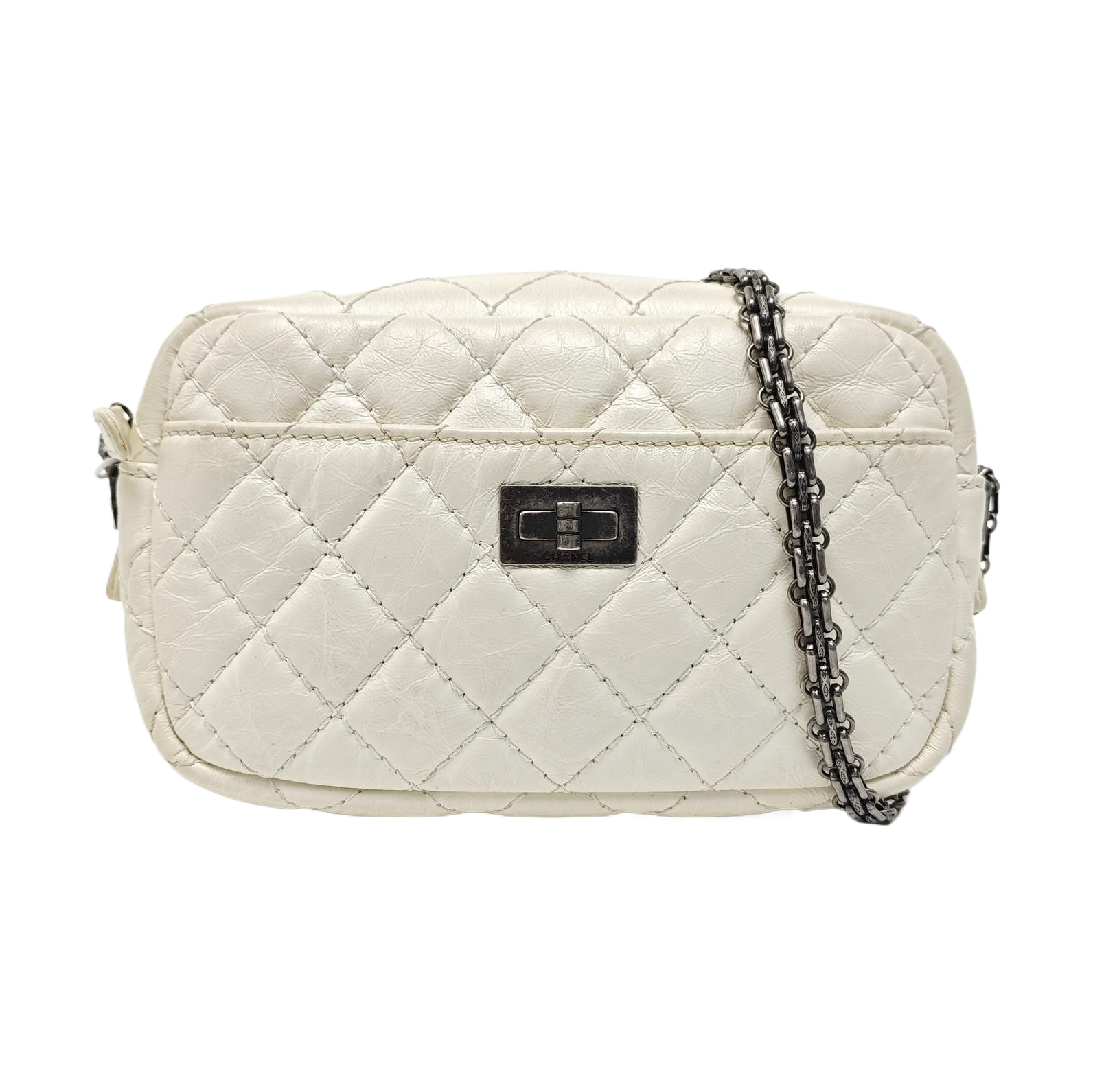 2.55 224 Quilted Calfskin White