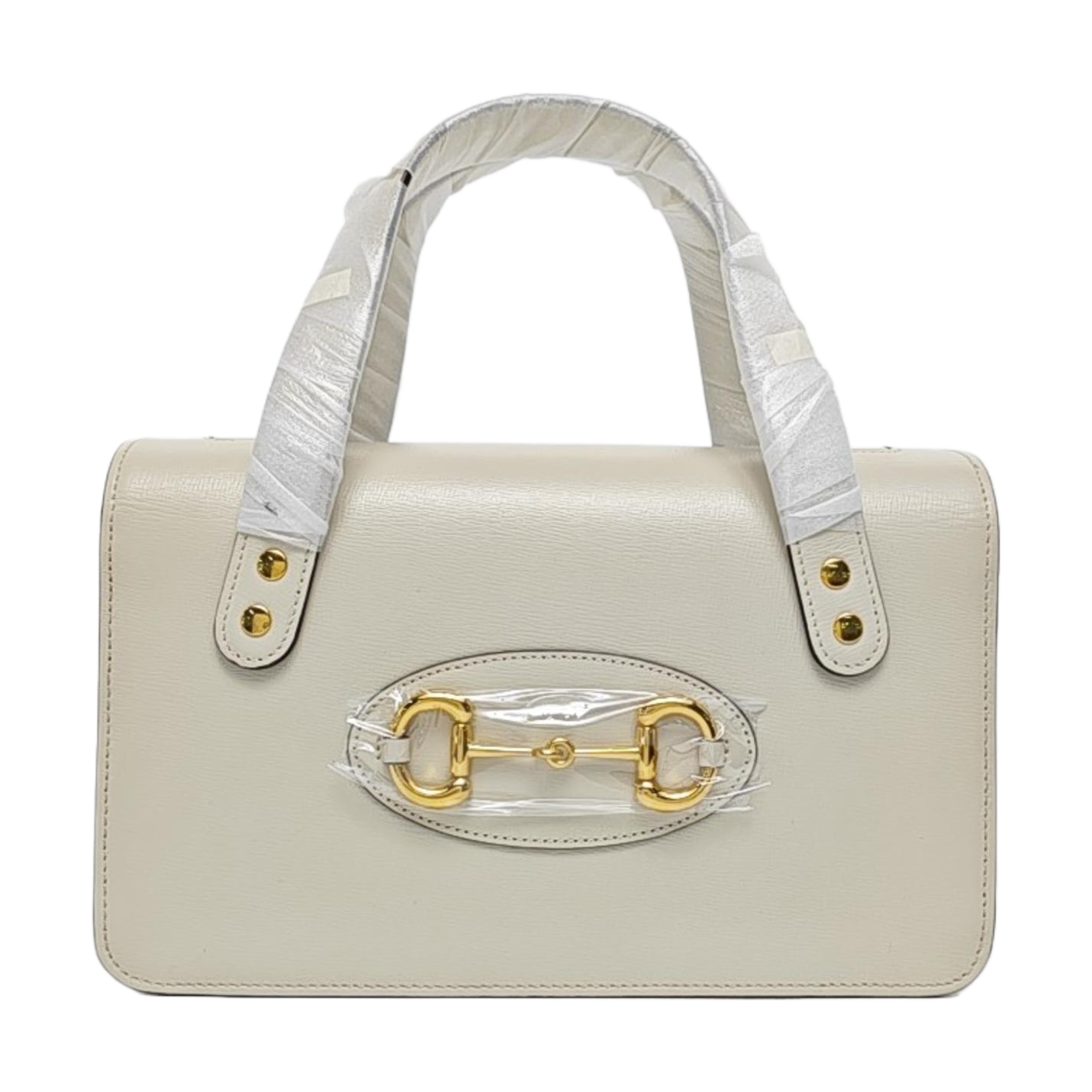 Authenticated pre-owned  Horsebit 1955 Calfskin White - Top Handle Bag at Looply
