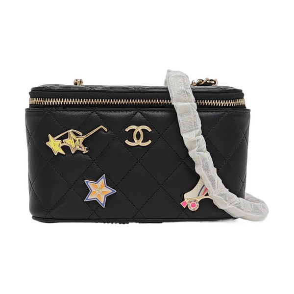 Authenticated pre-owned  VANITY CASE Small Quilted Lambskin Black - Crossbody Bag at Looply