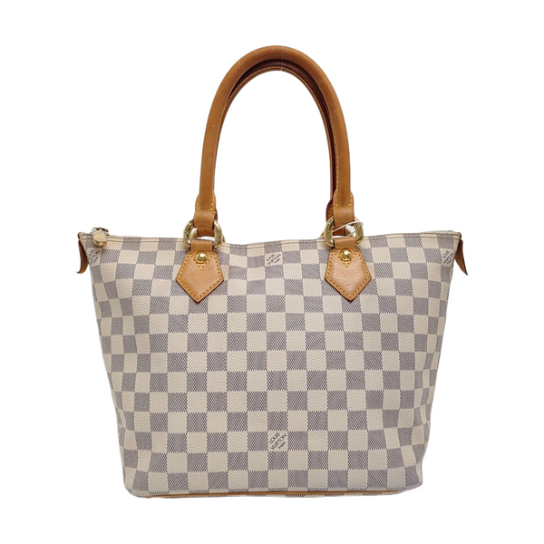 SALEYA PM Damier Azur Coated Canvas White