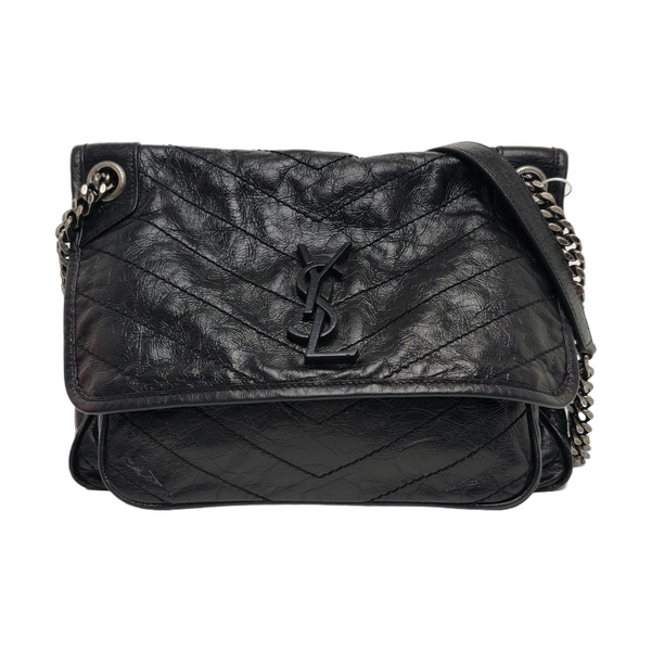 NIKI Medium Chevron Calfskin Black