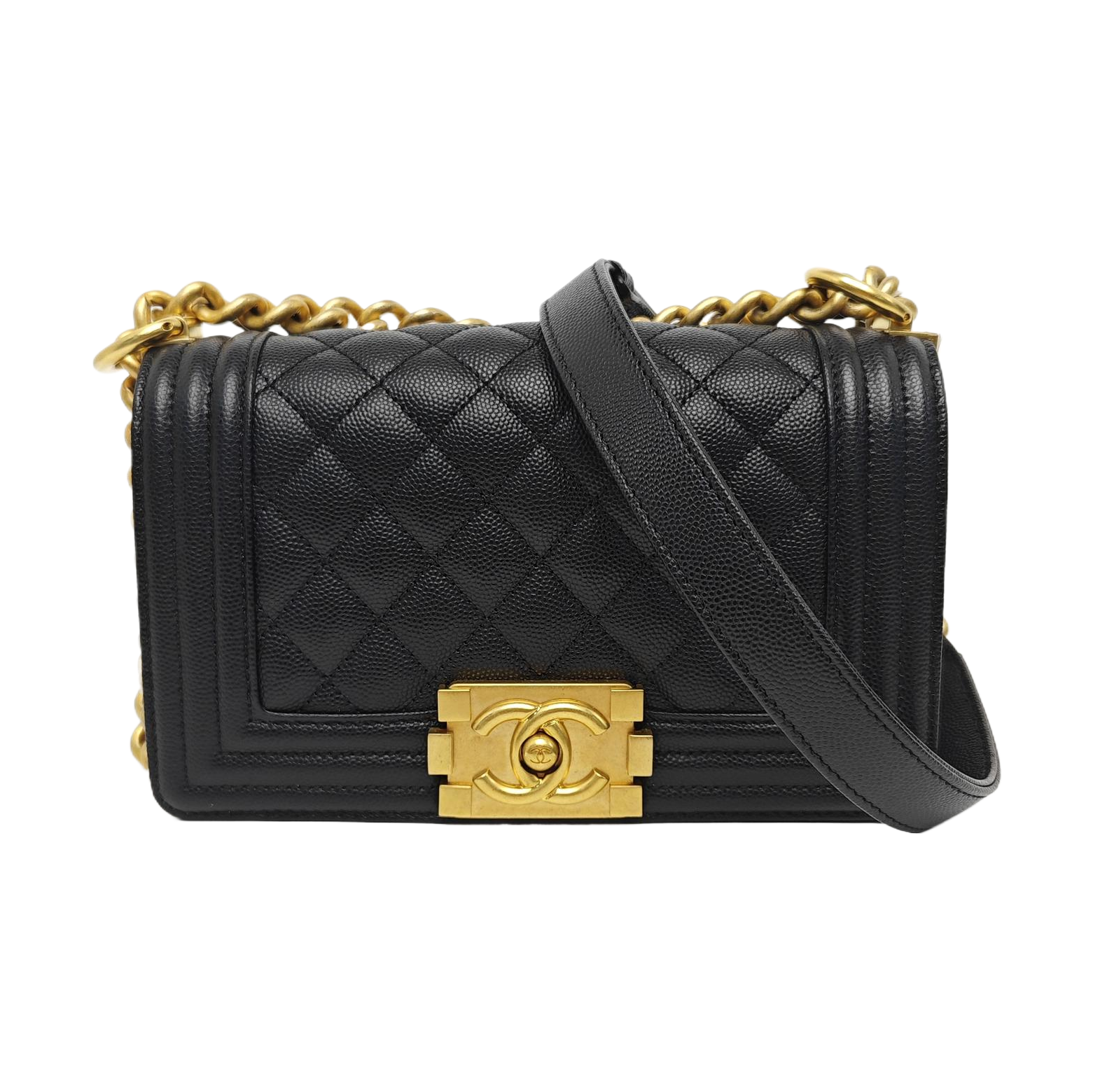 BOY CHANEL Small Quilted Grained Calfskin Black