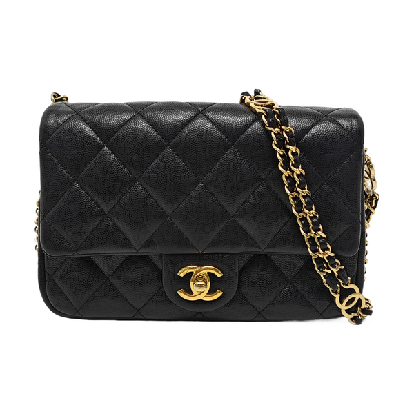 CLASSIC FLAP Mini Quilted Grained Calfskin Black