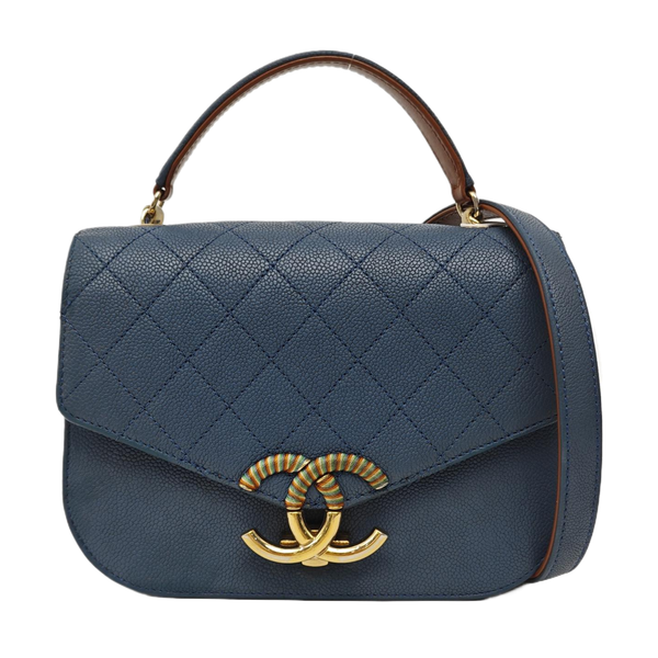 THREAD AROUND Quilted Grained Calfskin Blue