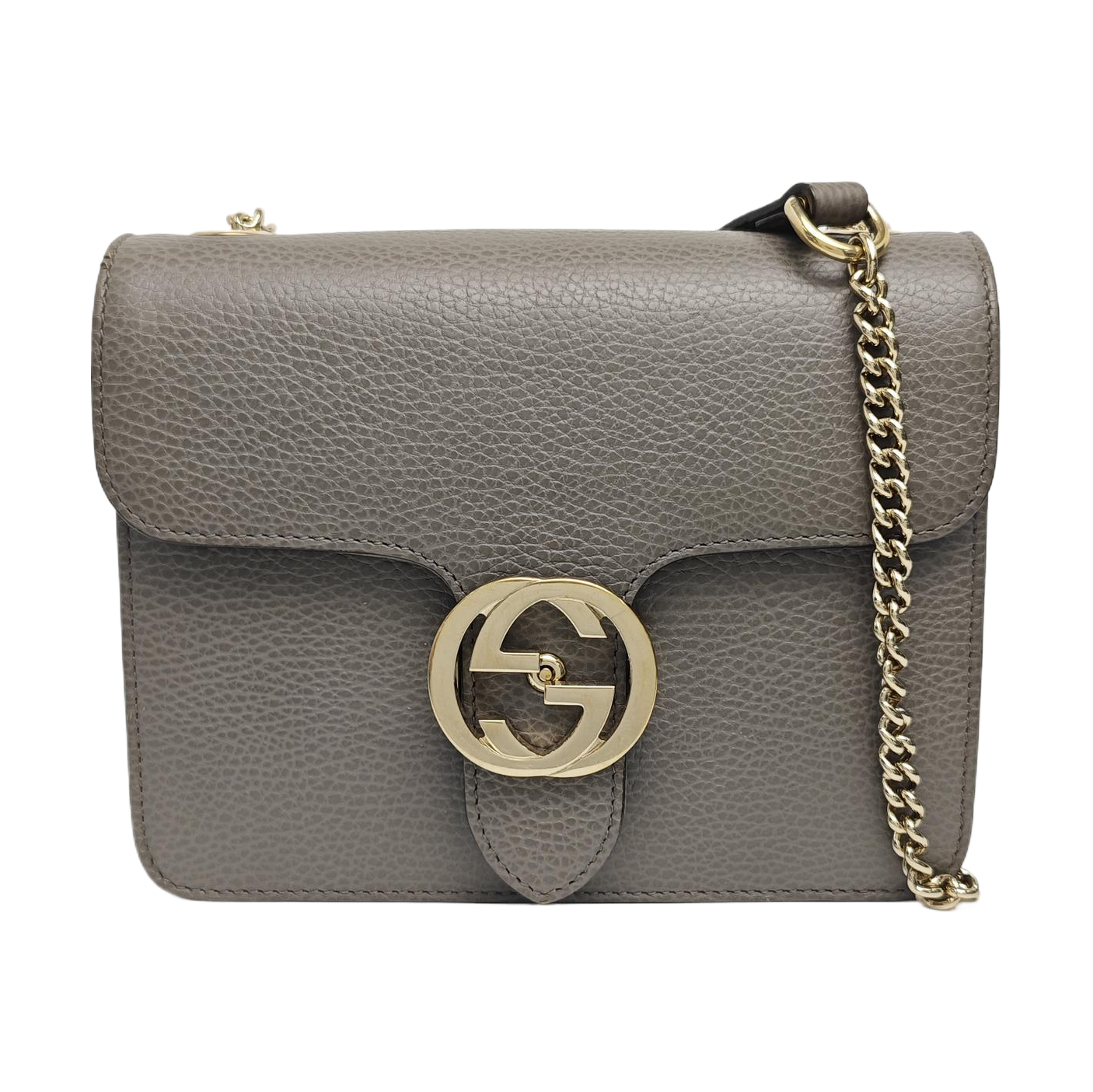 Interlocking G Small Calfskin Gray